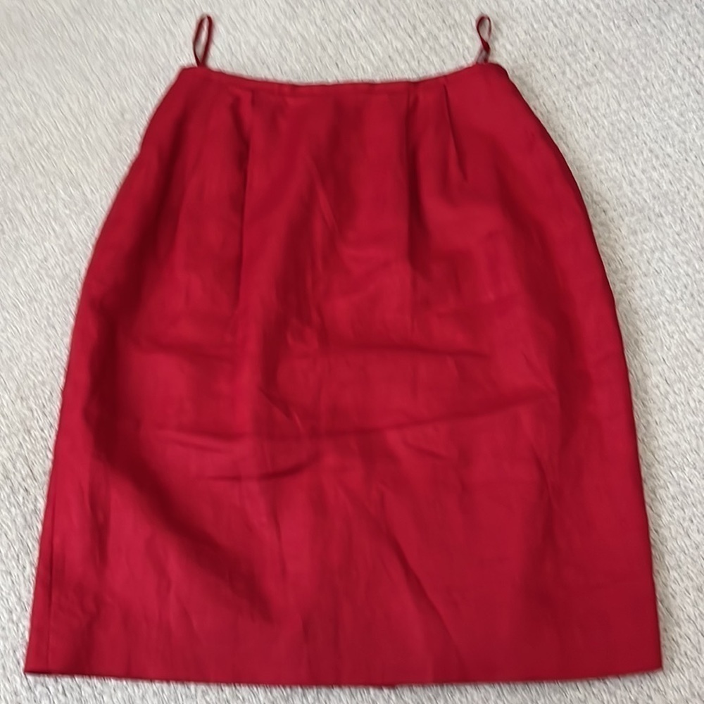 Lord & Taylor Red 100% Linen pencil skirt Sz‎ 8